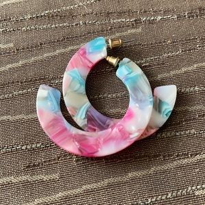 Pink/White/Aqua/Purple Watercolor Epoxy Earrings
